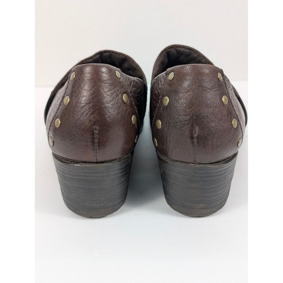 Born Nadia Brown Leather Studded Heeled Clogs Mule Shoes Size 7.5 M Women's - Picture 6 of 10